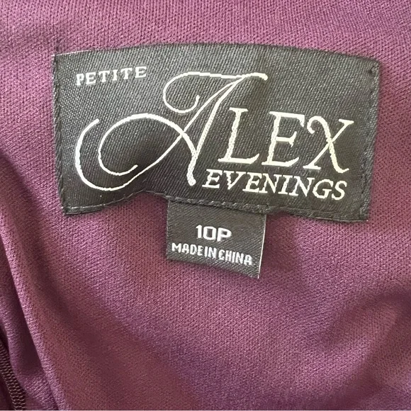 ALEX EVENINGS Sequined lace Floral 3/4 Sleeve long chiffon mock dress SZ 10P - Picture 8 of 9